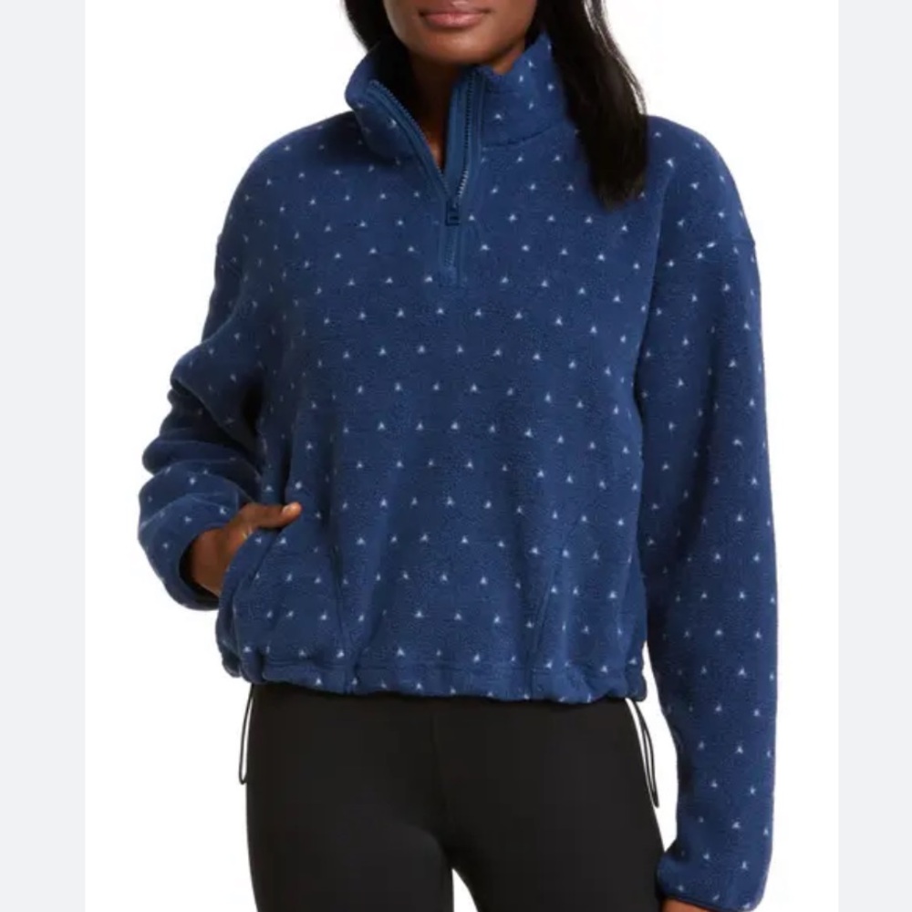 Outdoor Voices Blue Polka Dot Quarter Zip Size XXL